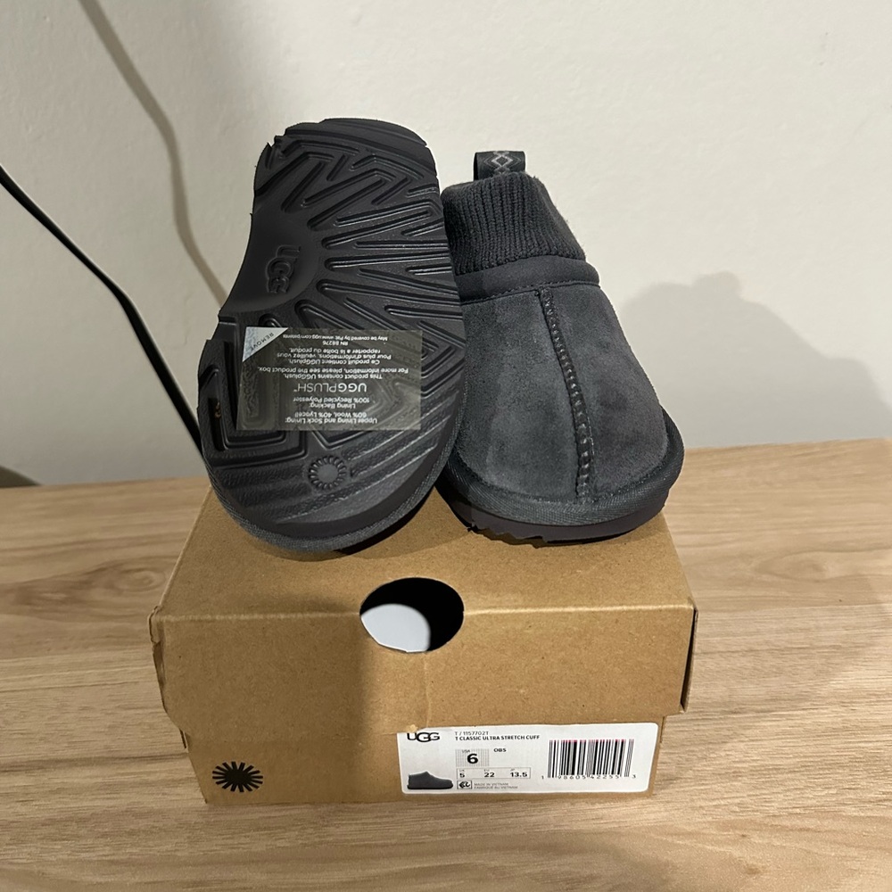 UGG Kids Charcoal Gray Slip-On Booties